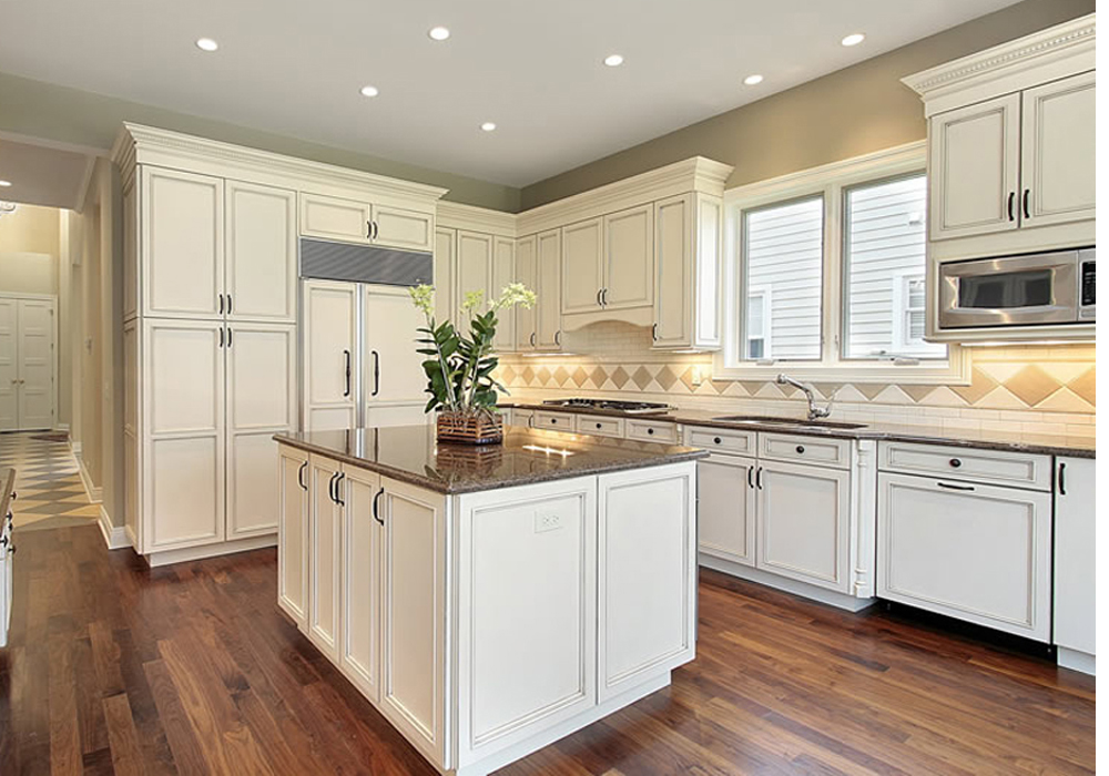 White solid shop wood kitchen cabinets